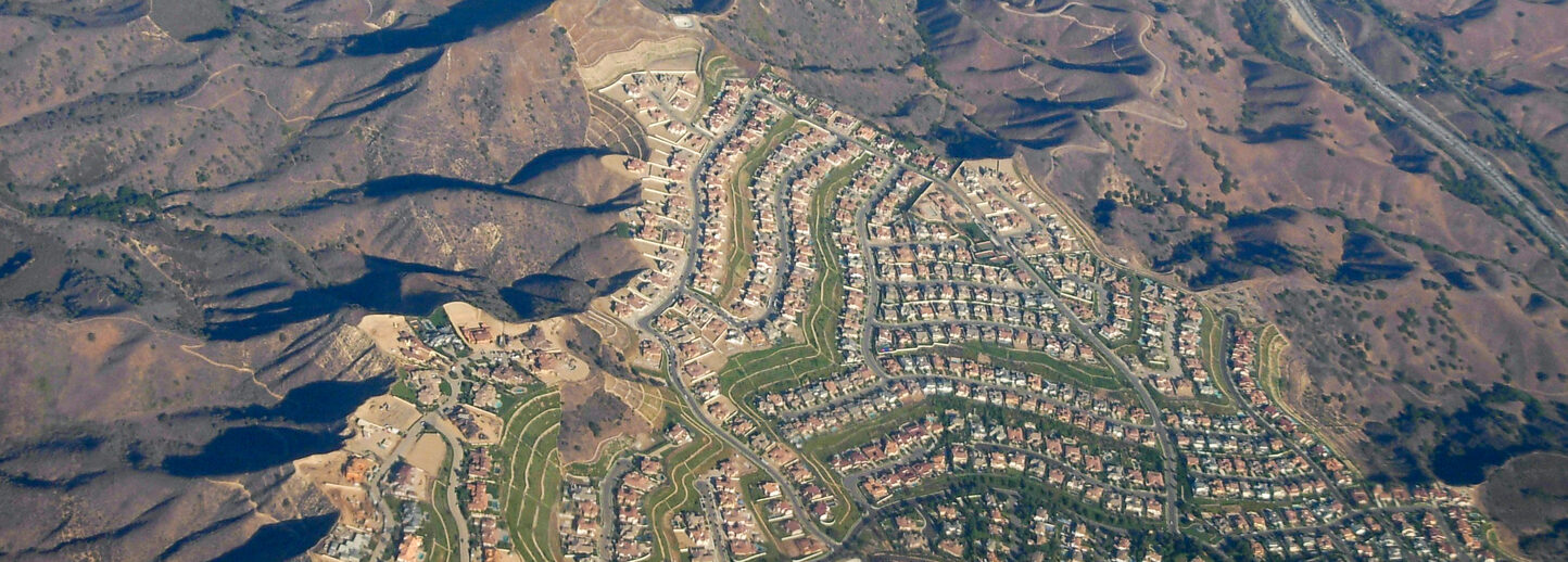 Houses against the hills in Calabasas.