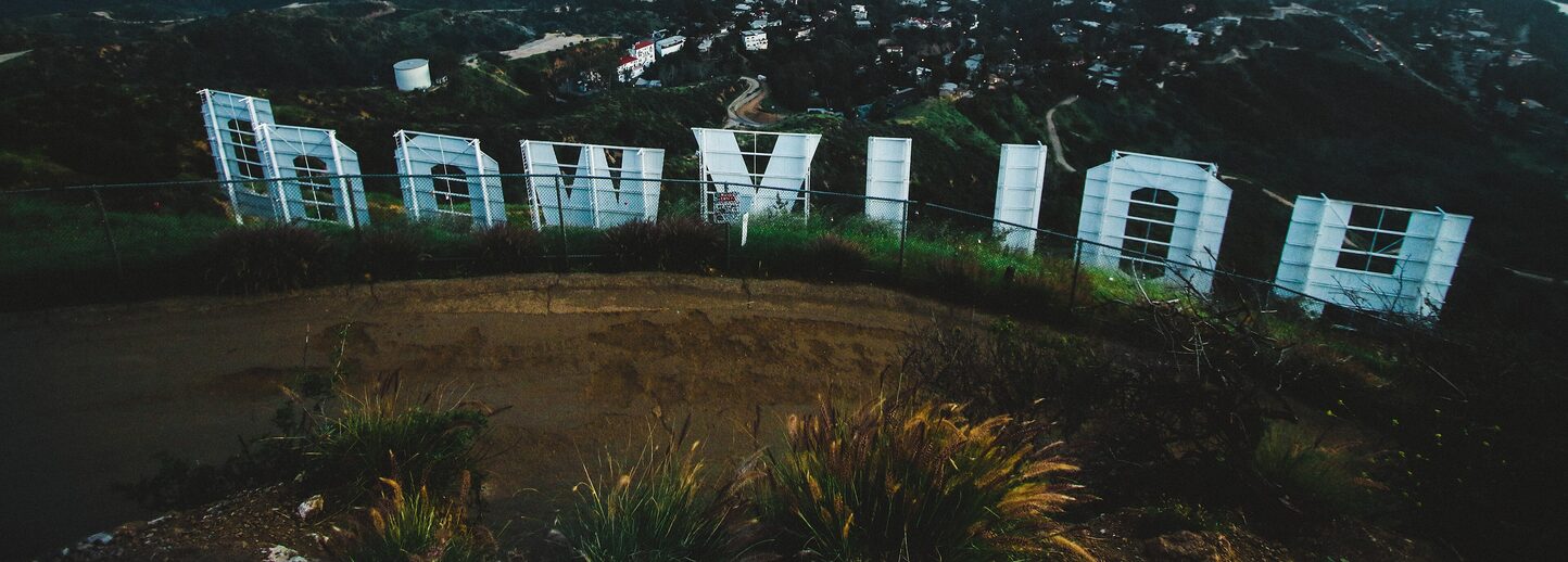 The Hollywood sign above the city.